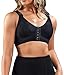 BRABIC Women Post-Surgical Sports Support Bra Front Closure with Adjustable Straps Wirefree Racerback (Black, M (fit for 34B 34C 34D 36A))