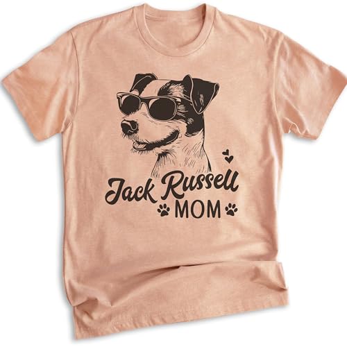 EVERTREE CLOTHING Jack Russell Mom, Unisex Women's Shirt, Jack Russell Terrier, Jack Russell Owner, Funny Dog Mom Gift, Heather Sunset, X-Large