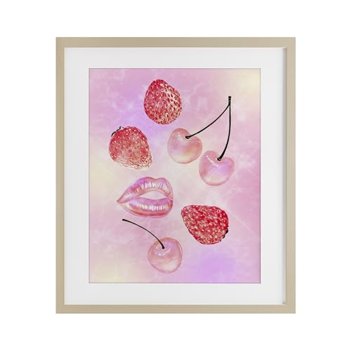 Tableau sous verre fruits roses Ziwei Li encadrement de qualité supérieure