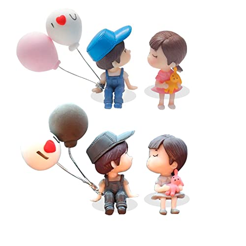4 PCS Decoración de coche, DKDDSSS Figura Adorno Interior del Coche, Adornos de Parejas Lindas para el Coche, Decoraciones para el Salpicadero del Coche, Traje de Adornos de Resina