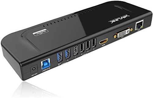Wavlink USB 3.0 Universal Dual Display Docking Station with Gigabit Ethernet Supports HDMI/DVI/VGA,2USB 3.0 + 4USB 2.0, Audio Output/Input for Laptop (Dual Monitor - HDMI/DVI/VGA - Vertical Stand)