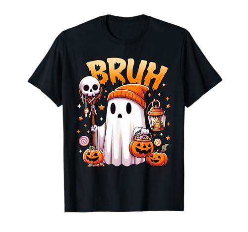 Halloween.Hug WR6JQ8SRFX7 Bruh Ghost Halloween Cute Ghost Trick Or Treat Candy Kids T-Shirt cover