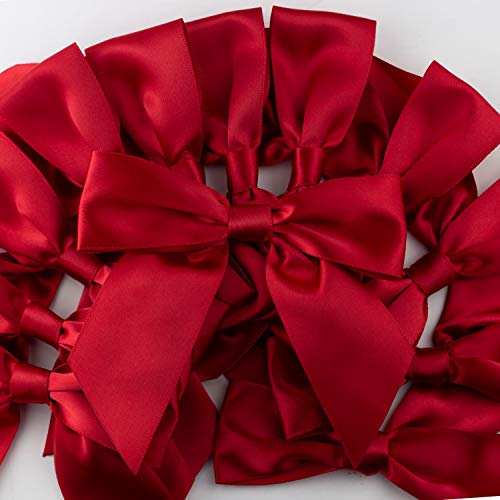 7Rainbows 20Pcs Boutique 4.5" Red Satin Ribbon Bows For Craft Sewing Scrapbooking Wedding And Gift Wrapping #TOP2