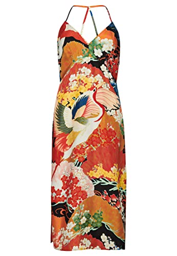 Superdry Damen Midi-Kleid mit Print und Nackenträger Kam Multi 42