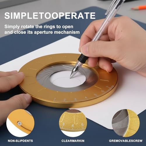 YUMILI Einstellbares Kreis Zeichnungswerkzeug, Rotary Kreisschablone, Metall Circle Drawing Ruler, Verstellbar Kreis Zeichenschablone, Teleskopisch Aus Edelstahl 304 Zum Zeichnen Von Kreisen