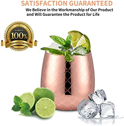 Velaze Copper Stemless Wine Glasses, 2 Piece Modern Etched Stainless Steel Copper Wine Glasse Set for Wine, Champagne, Cocktails and Whiskey, Mirror Polished Design with Gift Box, 430 ML