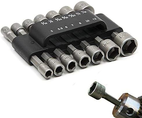 Yakamoz 14pcs 1/4 Inch Hex Shank Power Nut Driver Drill Bit Set Metric Socket Wrenc Screw