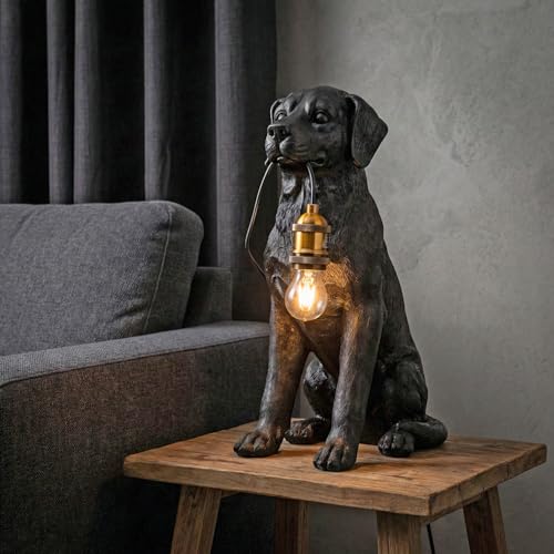 Sagebrook Home 18" Black/Gold Dog Holding Lightbulb Table Lamp by Sagebrook Home - Used condition - US$45.43