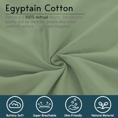 SKY BEDDINGS Split King Sheet Set, 100% Egyptian Cotton Sateen, Sage Green by SKY BEDDINGS - Used condition - Image 5