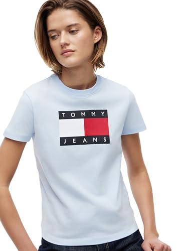Image of Tommy Jeans Women's Graphic Tee with Printed Flag Logo Detail
