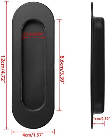 IGNPION 2pcs Stainless Steel Sliding Door Flush Handle Oval Recessed Finger Pull Handles for Door, Cabinet or Drawer (Black)