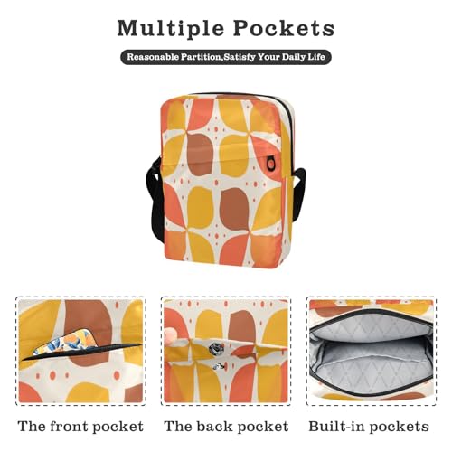 messenger bag for men cross body bag men Woman Handbag Shoulder Strap Adjustable Strap for Casual Casual- Geometric Autumn Golden Orange2