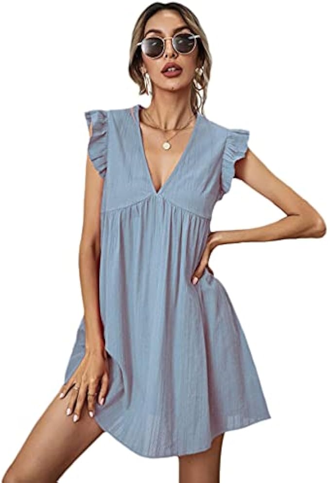 Romwe Women's Plain Short Sleeve Floral Summer Floral Lace Prom Party Shift Dress