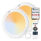 Combuh 2Pack Rechargeable Closet Lights Motion Sensored, Battery Powered Shower Lamp with Remote, Dimming Timing Cordless Ceiling Light Fixture for Pantry Laundry Bathroom Hallway, 7.48Inch, Round