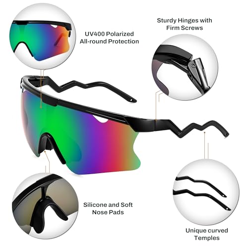 Image of FEISEDY Sunglasses for Men and Women, Polarized Large Retro Rimless Glasses TR90 Frame for Baseball, Cycling, Sports B4073
