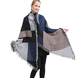 JFAN Bufanda Mujer Tipo Mantas Larga Suave Combinaciones Inesperadas Bufanda para Invierno(Azul,talla única)