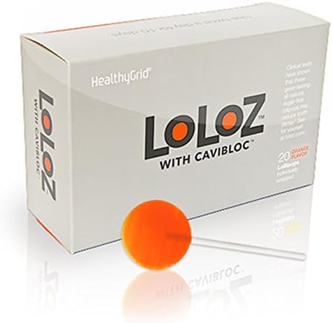 Loloz - Anti Cavity Lollipops, Orange, 3 To 6 Months of Protection (20 Pieces)