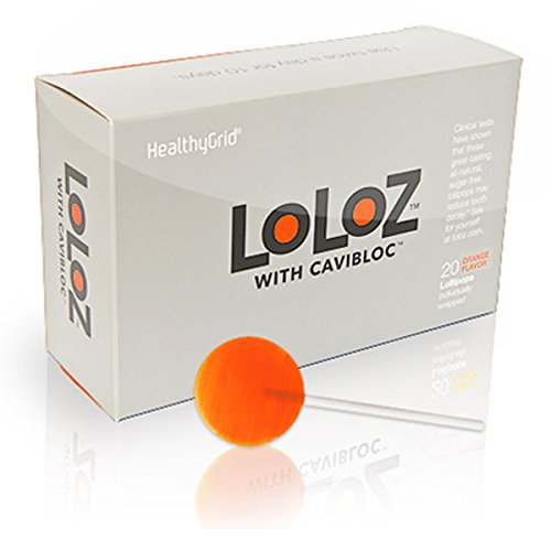 Loloz - Anti Cavity Lollipops, Orange, 3 To 6 Months of Protection (20 Pieces)