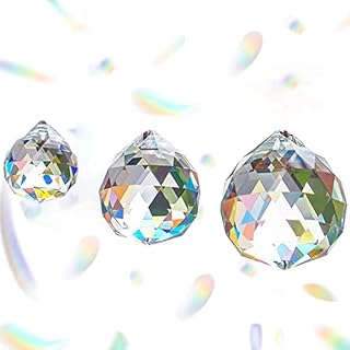 LYTIVAGEN 3 PCS Crystal Prism Ball Crystal Ball Prism Pendant Glass Chandelier Hanging Pendant Clear Crystal Glass Ball Window Rainbow Suncatcher Feng Shui Prism for Decoration (30/40/50mm)