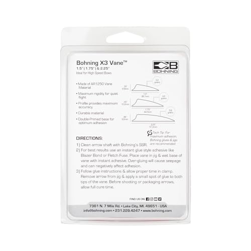 Ailettes X3 Bohning rose vif de 3,8 cm pour flèches de tir à l'arc