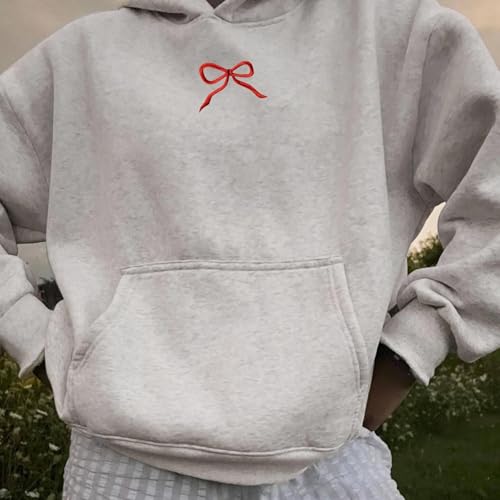 Bow Hoodie Women Embroidered Bow Hoodies Trendy Preppy Sweatshirts Cute Y2K Graphic Pullover Tops for Teen Girls – Bild 3