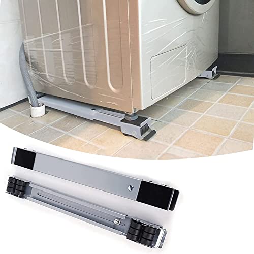 KDBEB Waschmaschine Stehen Beweglichen, Einstellbar Kühlschrank Basis Möbel mit Rutschfester Stoßdämpfungsfunktion, Verstellbar (46-67 cm) mit Rollen, Transporthilfe ​für Trockner und Möbel Cover
