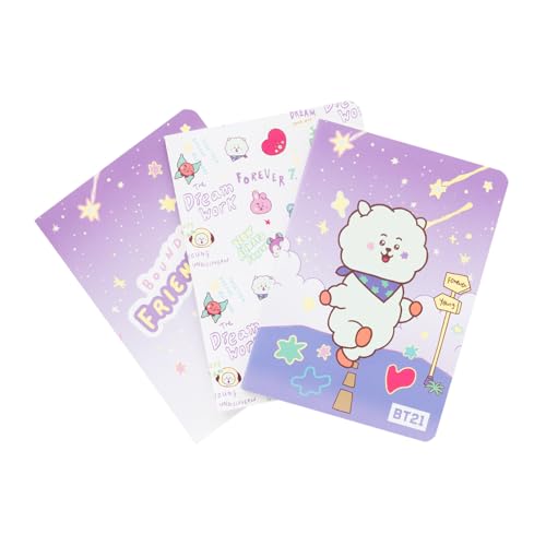 Grupo Erik A6 Notebook Set - BT21 Kawaii Stationery | 3 A6 Notebooks - Lined, Plain, Dotted - 32 sheets (64 pages) | RJ BT21 Merch, Kawaii Stuff, Cute Stationery Gifts Under 15 Pounds
