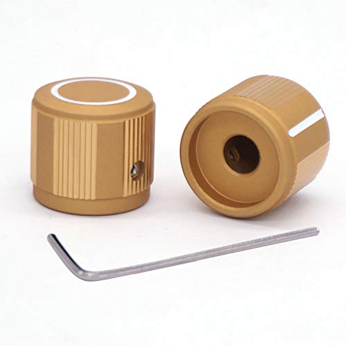 Taiss/ 2pcs Golden Color Aluminum Rotary Electronic Control Potentiometer Knob for 6 mm Diameter Shaft , Volume Control Knob , Audio knob, Guitar Knobï¼ŒSwitch Knob, 19mm Dia. x 17mm Height Knob-1