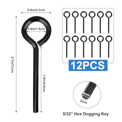 Image of 12pcs 5 /32 inch Standard Hex Dogging Key with Full Loop, Black Solid Metal Allen Key Sets Wrench for Keychain Push Bar Panic Exit Device Key