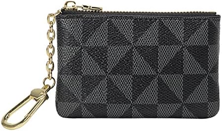 Veki Coin Purse Change Mini Purse Wallet With Key Chain Ring Zipper for Men Women Fashionable Bag Key Chain Pendant Leather Classic Clutch Purse(Black)