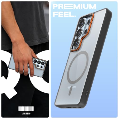 Image of Pikkme Back Cover for Samsung S26 Ultra 5G | Shockproof | Mag-Safe Compatible | Hard Transparent Back | Premium Raised Camera Protection | Bumper Case (Black Mag-Safe)