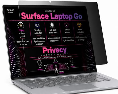 Image of Pxin 360 Pro Privacy Screen guard compatible with surface laptop go | Anti Glare | Anti UV | Anti Blue | Anti Reflection | Privacy Filter | Unbreakable Build