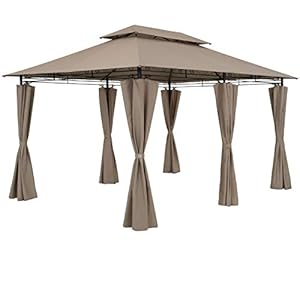 Casaria Paviljoen Topas 3x4m zijwanden metaal waterafstotend partytent taupe