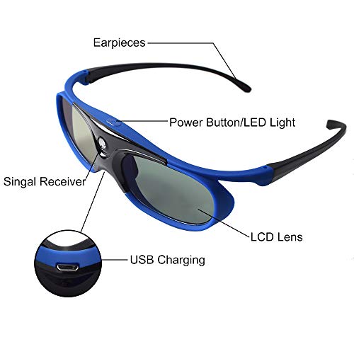Active Shutter 3D Glasses Active 3D Glasses 3D TV Projectors 3D Movies Games Active RF 3D Glasses for Sony Epson Toshiba Sharp's RF 3D TV Projector Compatible with TDG-BT500A, SSG-5100GB by Cocar - Image 2