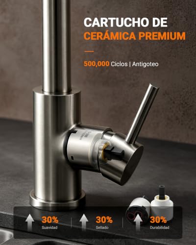 Miniatura 9 de Grifema Irismart G4008 Grifo De Cocina Alto Con Caño Giratorio, Mezclador De Fregadero, Cold Start, Ahorro De Energía, Acero Inoxidable Exclusivo En Amazon