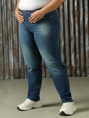 Image of High Star Women Washed Cotton Mom Fit High- Rise Jeans 49