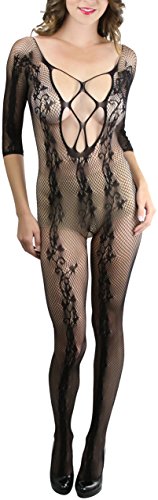 Image of ToBeInStyle Women's Long Sleeve Bodystocking Bodysuit Lingerie Regular & Plus Sizes