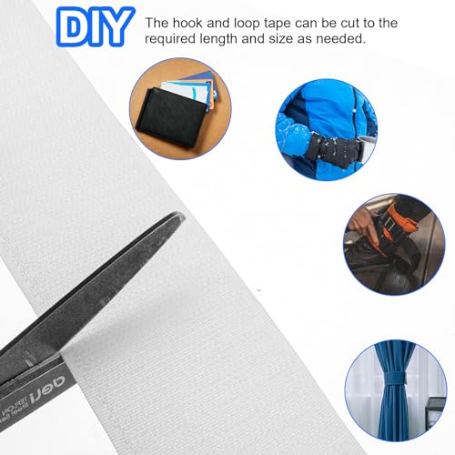 Bewudy 2Inch Wide Sew On Hook and Loop Strips, 6 Ft Nylon Strips Fabric Fastener Interlocking Tape Industrial Strength, Heavy Duty Strips Hook and Loop Tape for Clothing Sewing DIY Projects(White) - Image 5