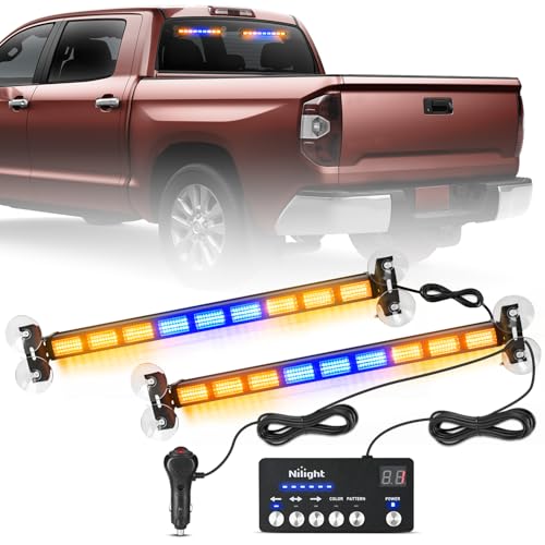 Image of Nilight 162 LED Traffic Advisor Strobe Light Bar with Controller Amber Blue | 2 in 1 Emergency Warning Hazard Lights 4 Switchable Color 36 Flash Pattern for Trucks Cars Tow Plow Construction Vehicles