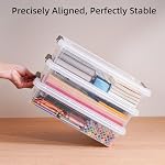 Citylife 3 PCS Plastic Storage Bins with Latching Lids Portable Project Case Clear File Box Stackable Storage Containers for Organizing A4 Paper, Photo, Document, Scrapbook - Image 4