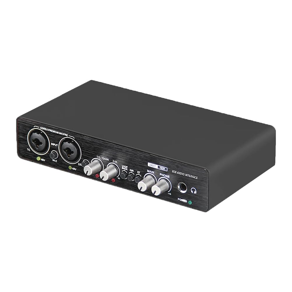 Carriere -UC22 Interface Audio 24 Bits/192 KHz Instruments Haute Résistance USB Ordinateur Enregistrement en Direct Carte Son Externe Mélangeur de Production Musicale en Métal Noir 1 PCS