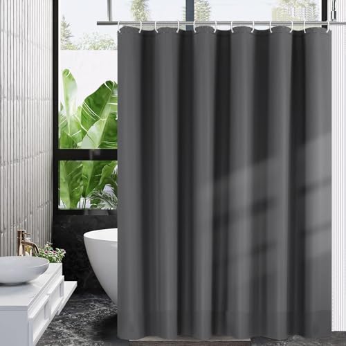 HUIBOHOU Shower Curtain - Solid Colour Fabric Shower Washable Curtain Mould Resistant and Water Repellent (grey, 180 * 180cm)