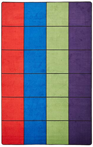 Kid Carpet Blocks Seating Classroom Rug Multi with 24 Squares, 7