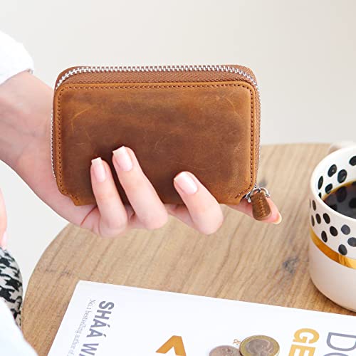 Bbb Women's Genuine Leather With Credit Card Holder Zipper Small Wallet Leather Card Case, Brown (M-796) #TOP2