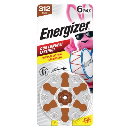 Image of Energizer Hearing Aid Batteries Size 312, Brown Tab, 6 Pack