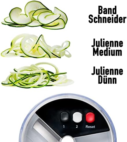 Gemüseschneider Mandoline Gemüsehobel - Gemüse Schneider Gurkenhobel Zwiebelschneider Kartoffelschneider Obstschneider - Reibe für Gemüse und Käse - Julienneschneider (Alles-in-1 Weiß)