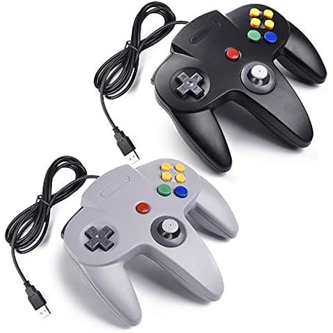 miadore 2x Retro 64-bit N64 USB Controller Gamepad Joystick, Classic Wired N64 USB PC Game Controllers for Windows Mac Raspberry Cover