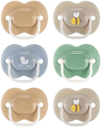 Tommee Tippee Anytime Matte Pacifiers, 18-36 Months, Symmetrical Baglet, BPA-Free Binkies, Blue/Green/Grey, Pack of 6