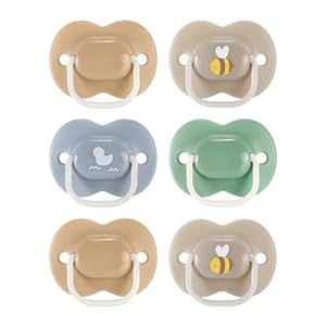 Tommee Tippee Anytime Matte Pacifier, 18-36 Months, Symmetrical Baglet, BPA-Free Binkies, Blue/Green/Grey, Pack of 6