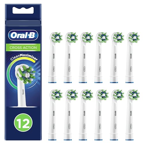 Oral B CrossAction Recambios para Cepillo de Dientes Eléctrico, Pack de 12 Cabezales, Blanco   Originales (Tamaño Buzón)